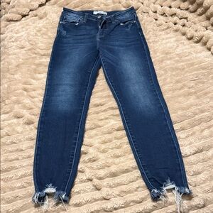 KanCan Dark Blue Distressed Ankle Jeans